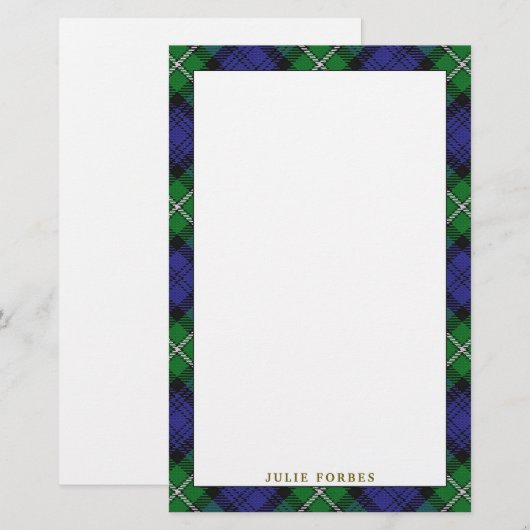 Elegant Clan Forbes Tartan Pset Briefpapier (Voorkant / Achterkant)