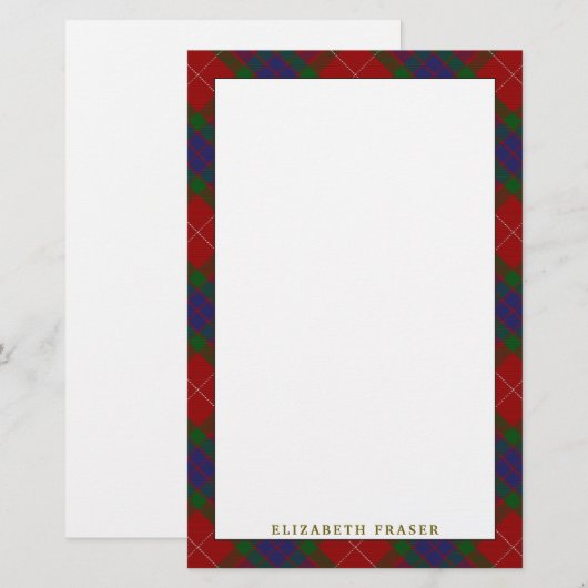 Elegant Clan Fraser Tartan Pset Briefpapier (Voorkant / Achterkant)