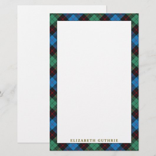 Elegant Clan Guthrie Tartan Pset Briefpapier (Voorkant / Achterkant)