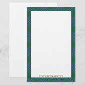 Elegant Clan Irvine Tartan Pset Briefpapier (Voorkant / Achterkant)