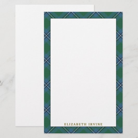 Elegant Clan Irvine Tartan Pset Briefpapier (Voorkant / Achterkant)