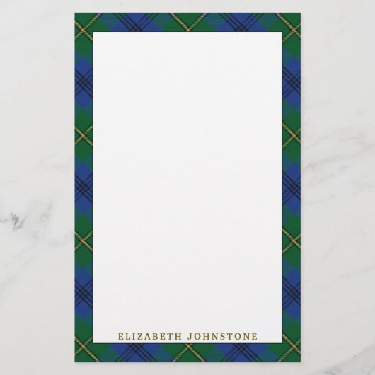 Elegant Clan Johnstone Johnston Tartan Pset Briefpapier (Voorkant)