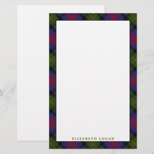 Elegant Clan Logan Tartan Pset Briefpapier (Voorkant / Achterkant)