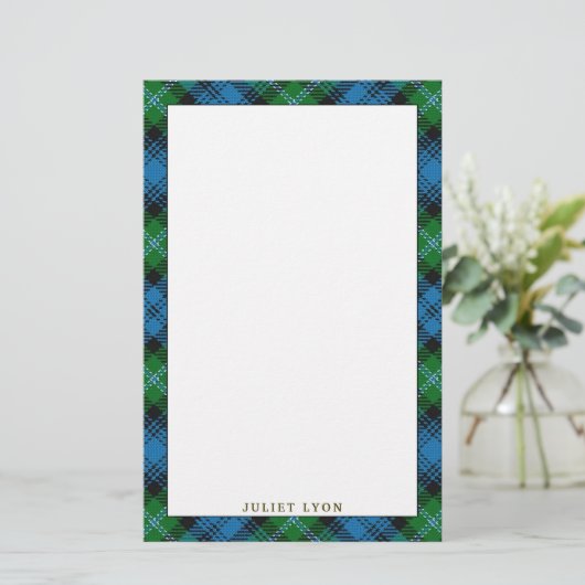 Elegant Clan Lyon Tartan Pset Briefpapier (Staand voorkant)