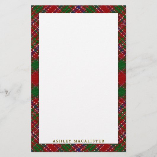 Elegant Clan MacAlister Tartan Pset Briefpapier (Voorkant)