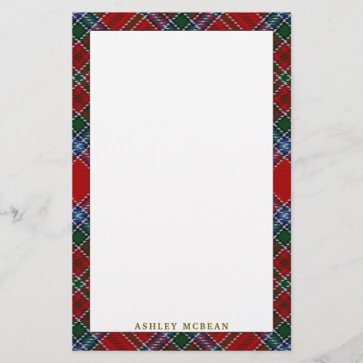 Elegant Clan MacBean MacBain Tartan Pset Briefpapier (Voorkant)