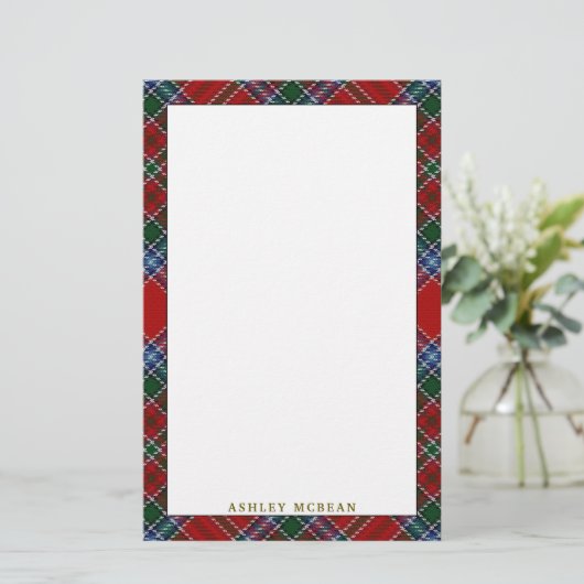 Elegant Clan MacBean MacBain Tartan Pset Briefpapier (Staand voorkant)