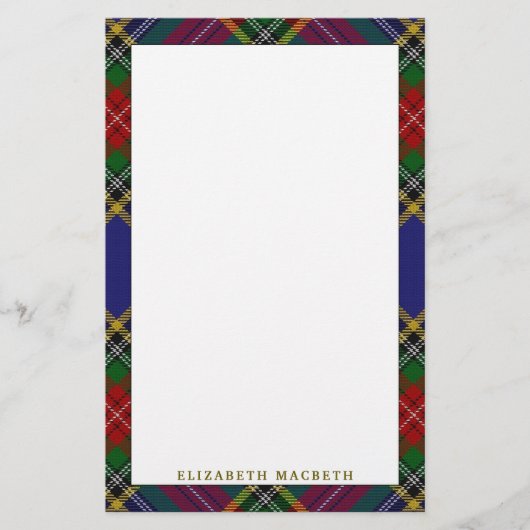 Elegant Clan MacBeth Tartan Pset Briefpapier (Voorkant)