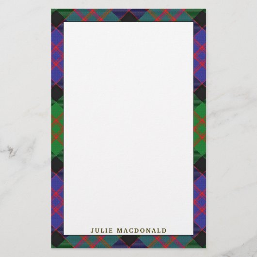 Elegant Clan MacDonald Tartan Pset Briefpapier (Voorkant)