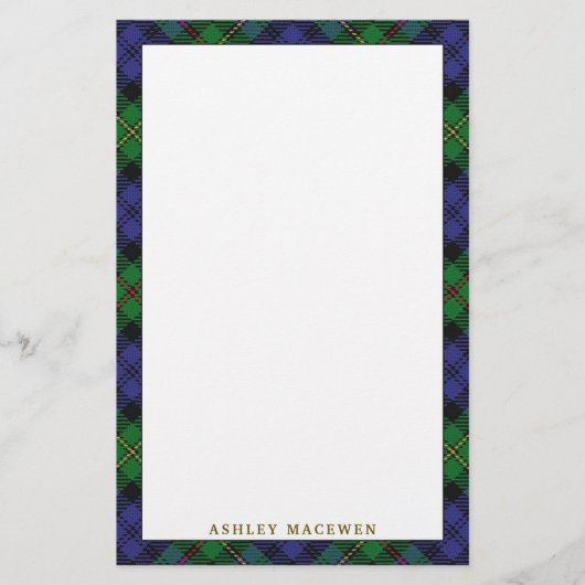 Elegant Clan MacEwen Tartan Pset Briefpapier (Voorkant)
