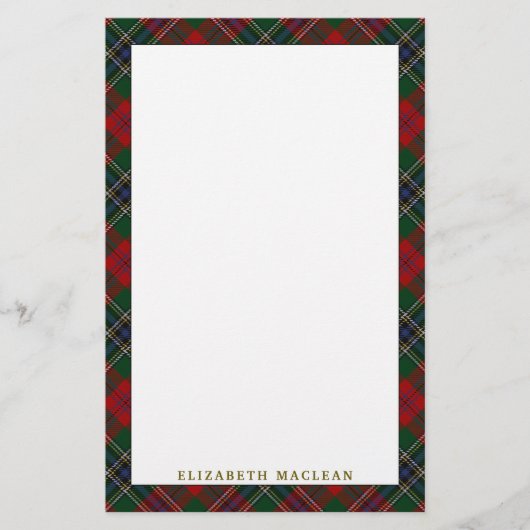 Elegant Clan MacLean Tartan Pset Briefpapier (Voorkant)