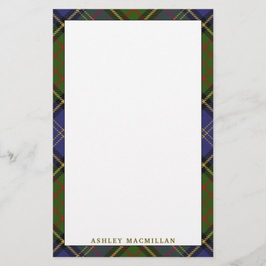 Elegant Clan MacMillan Hunting Tartan Pset Briefpapier (Voorkant)