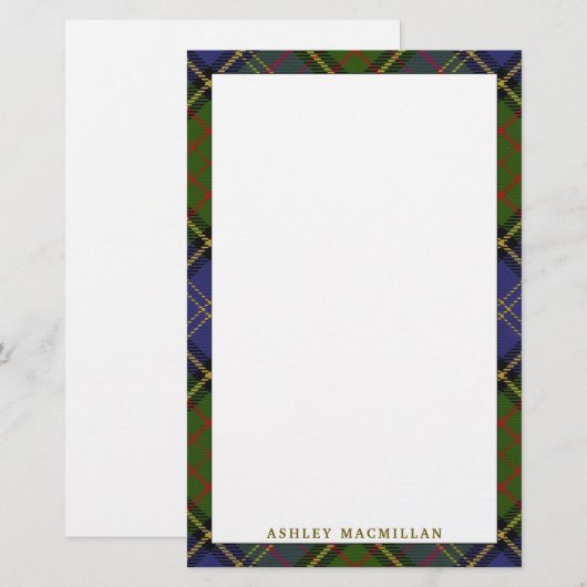 Elegant Clan MacMillan Hunting Tartan Pset Briefpapier (Voorkant / Achterkant)