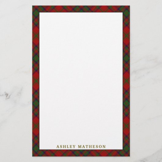 Elegant Clan Matheson Tartan Pset Briefpapier (Voorkant)