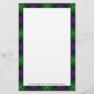 Elegant Clan Sutherland Tartan Pset Briefpapier