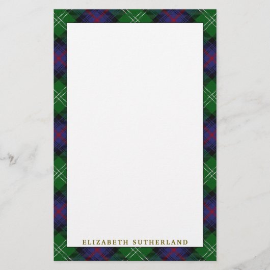 Elegant Clan Sutherland Tartan Pset Briefpapier (Voorkant)