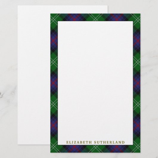 Elegant Clan Sutherland Tartan Pset Briefpapier (Voorkant / Achterkant)