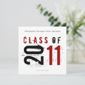 Elegant Class of 2011 Afstuderen Invitation Kaart (Staand voorkant)