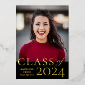 Elegant Class of 2023 Afstuderen Gold Folie Uitnodiging (Voorkant)