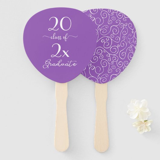 Elegant Class of 2023 Afstuderen Violet Pattern Handwaaier (Voorkant en achterkant)