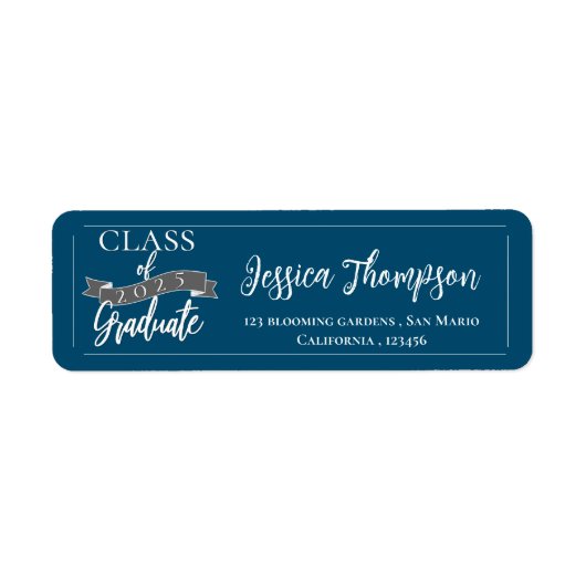 Elegant Class of 2025 Afstuderen Retouradres Etiket (Voorkant)