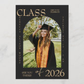 Elegant Class of 2026 Graduation Invite Kaart (Voorkant)
