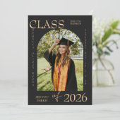 Elegant Class of 2026 Graduation Invite Kaart (Staand voorkant)