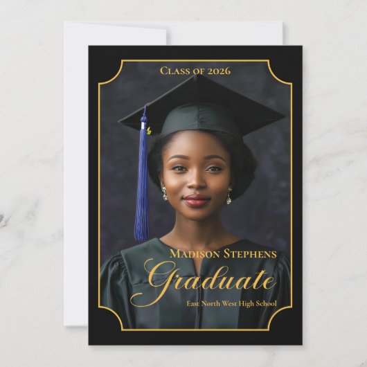 Elegant Class of 2026 Portrait Graduation Aankondiging (Voorkant)