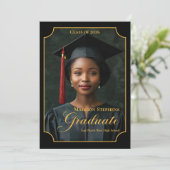 Elegant Class of 2026 Portrait Graduation Aankondiging (Staand voorkant)