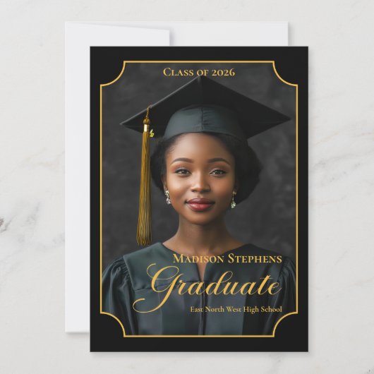Elegant Class of 2026 Portrait Graduation Aankondiging (Voorkant)