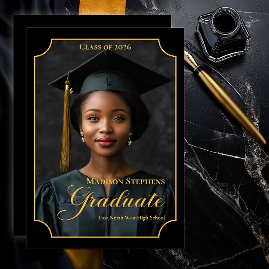 Elegant Class of 2026 Portrait Graduation Aankondiging