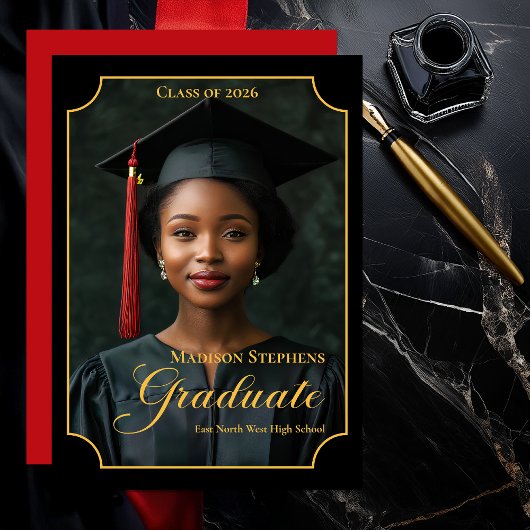 Elegant Class of 2026 Portrait Graduation Aankondiging