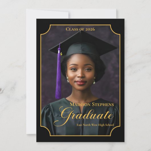 Elegant Class of 2026 Portrait Graduation Aankondiging (Voorkant)