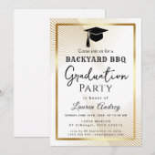 Elegant Class of 2027 Grad Party Invite with Gold  Kaart (Voorkant / Achterkant)