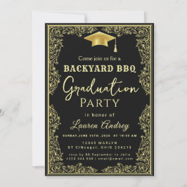 Elegant Class of 2027 Grad Party Invite with Gold Kaart