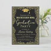 Elegant Class of 2027 Grad Party Invite with Gold  Kaart (Staand voorkant)