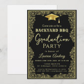 Elegant Class of 2027 Grad Party Invite with Gold  Kaart (Voorkant / Achterkant)