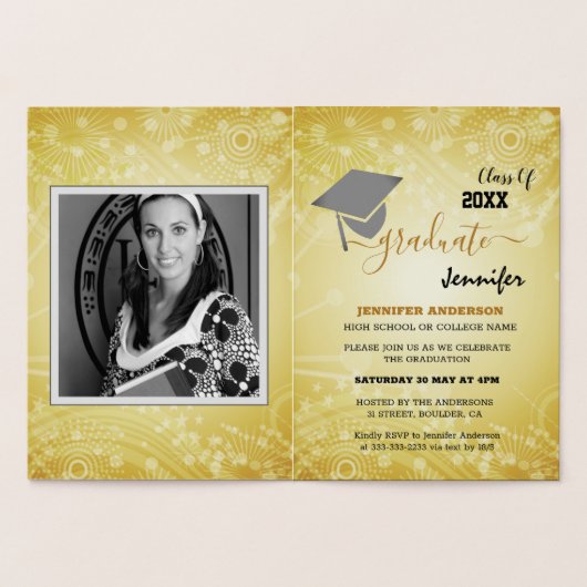Elegant Class of 20XX, Photo, Topper Afstuderen Folie Kaarten (Binnen)