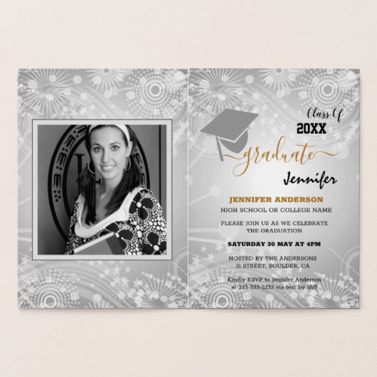 Elegant Class of 20XX, Photo, Topper Afstuderen Folie Kaarten (Binnen)