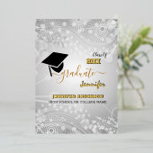 Elegant Class of 20XX, Photo, Topper Afstuderen Folie Uitnodiging (Staand Voorkant)