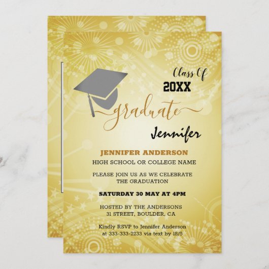 Elegant Class of 20XX, Photo, Topper Afstuderen Kaart (Voorkant / Achterkant)