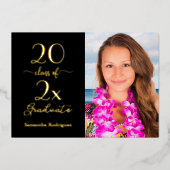 Elegant Class of Photo Black Gold Graduation Party Folie Uitnodiging (Voorkant)
