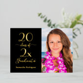 Elegant Class of Photo Black Gold Graduation Party Folie Uitnodiging (Staand Voorkant)