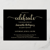 Elegant Class of Photo Black Gold Graduation Party Folie Uitnodiging (Achterkant)