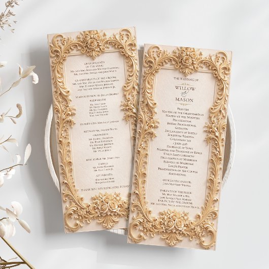 Elegant Classic Baroque Frame Wedding Program Programmakaart