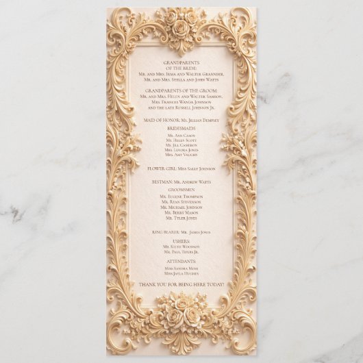 Elegant Classic Baroque Frame Wedding Program Programmakaart (Achterkant)