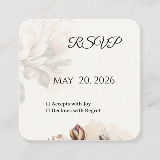Elegant Classic Beige Magnolia RSVP Card Informatiekaartje (Voorkant)