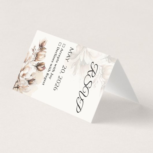 Elegant Classic Beige Magnolia RSVP Card Kaart (Voorkant)