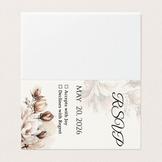 Elegant Classic Beige Magnolia RSVP Card Kaart (Buitenkant ongevouwen)