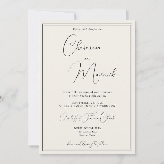 Elegant Classic  Beige Wedding  Kaart (Voorkant)